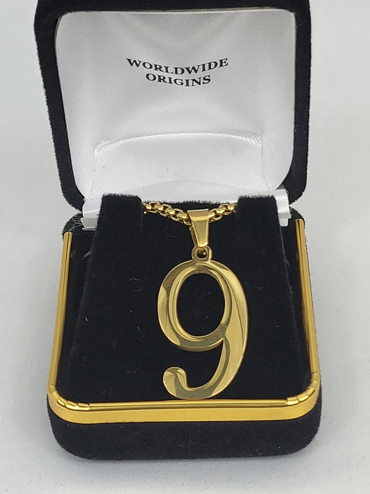 #9 Gold Line Number Necklace