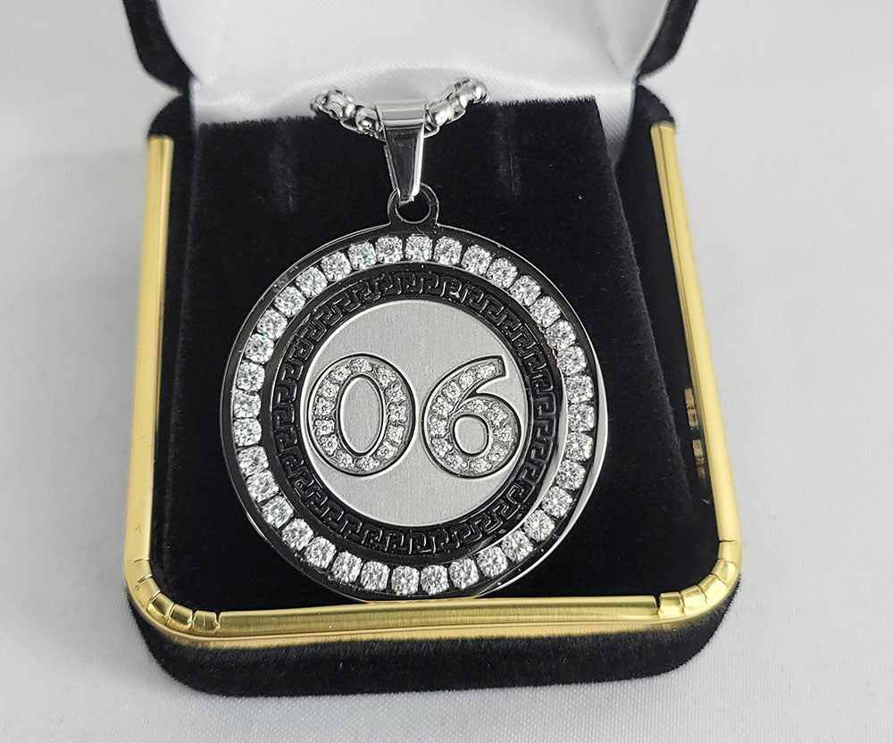 Alpha 06 Round Silver Crystal Necklace