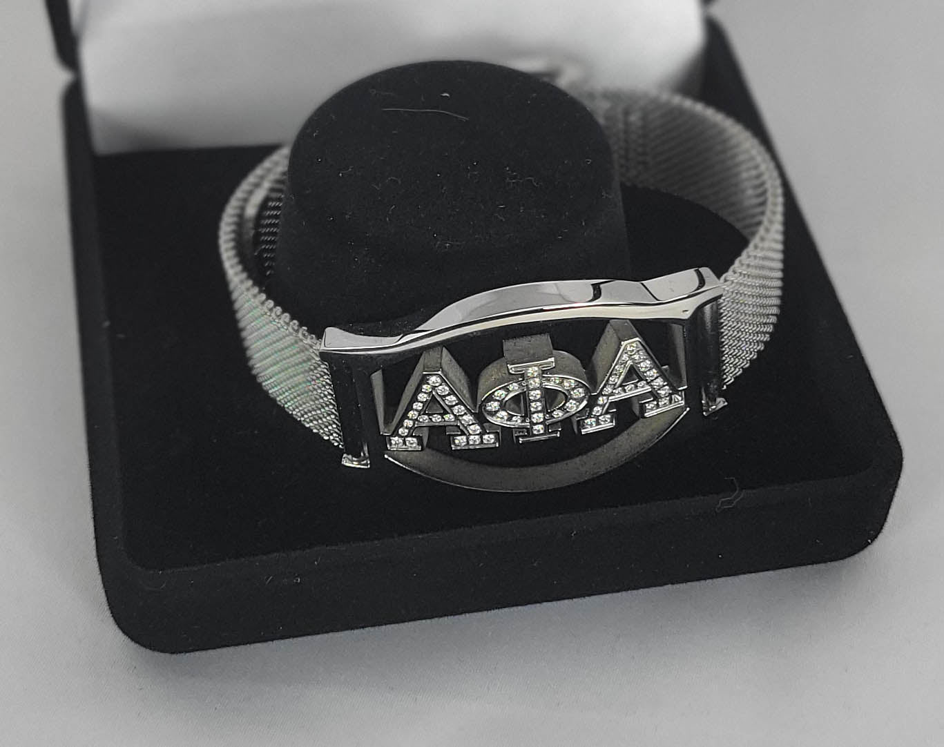 Alpha 3 Letter Silver Ss Crystal & Mesh Bracelet