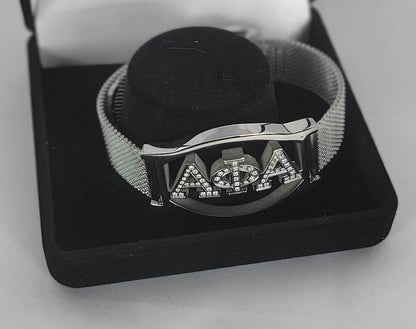 Alpha 3 Letter Silver Ss Crystal & Mesh Bracelet