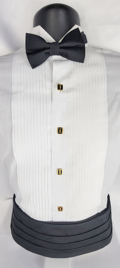 Alpha All Black 3 letter Cummerbund Bowtie