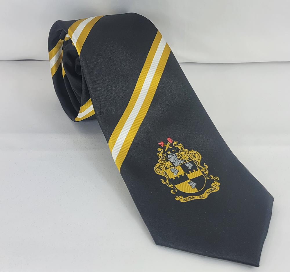 Alpha Black Stripe Crest Tie