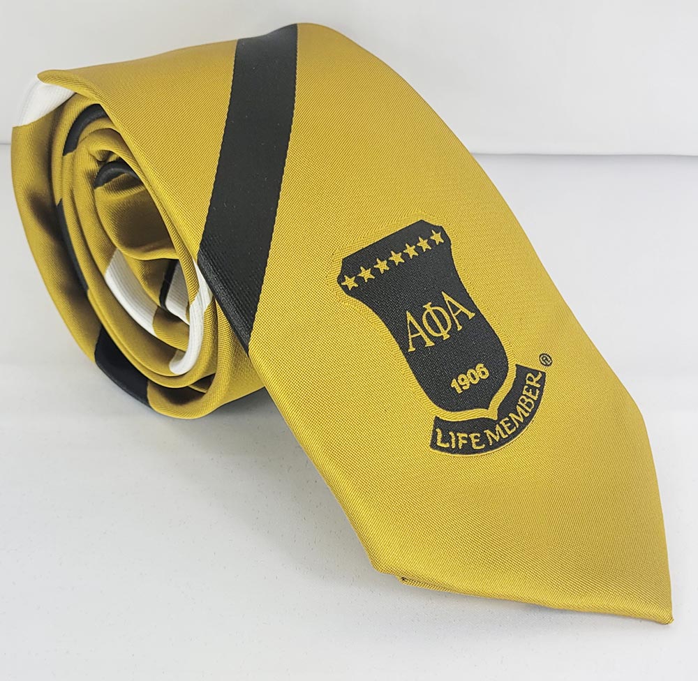 Alpha Gold Black White Stripe Life Member Tie