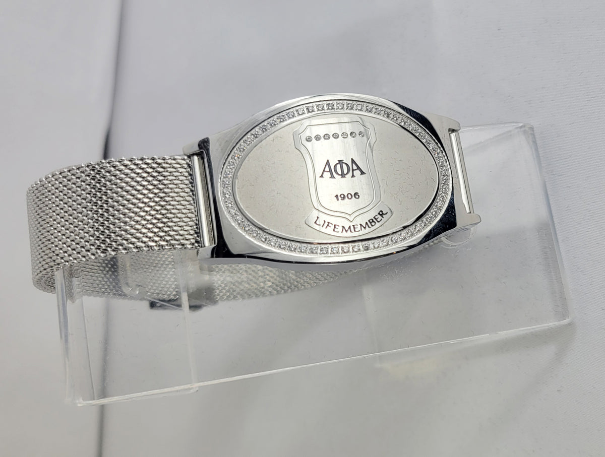 Alpha Silver Life Member Mesh Band Bracelet