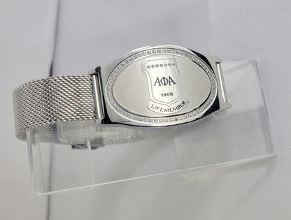 Alpha Silver Life Member Mesh Band Bracelet