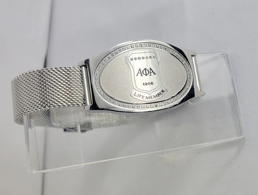 Alpha Silver Life Member Mesh Band Bracelet