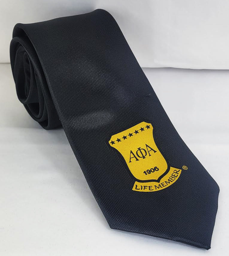 Alpha Solid Black Gold Life Member Tie