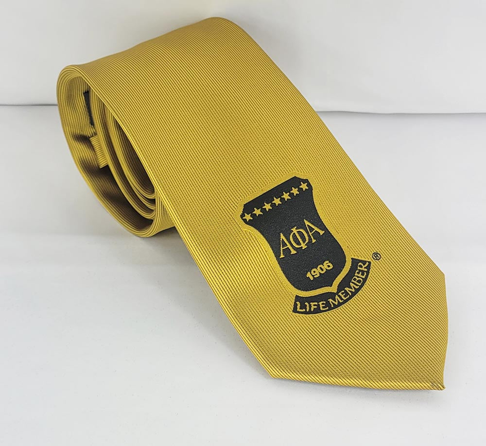 Alpha Solid Gold Black Life Member Tie