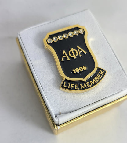 Alpha Black Stone Life Member Lapel Pin