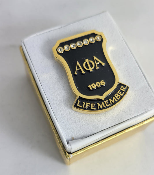 Alpha Black Stone Life Member Lapel Pin