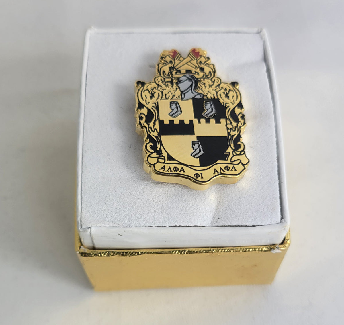 Alpha Gold Crest Lapel Pin