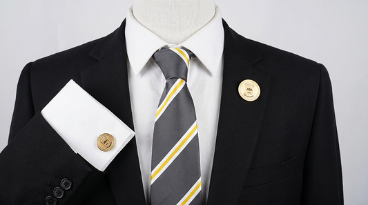 Alpha_Life Member Round Gold Stone Set and Necktie