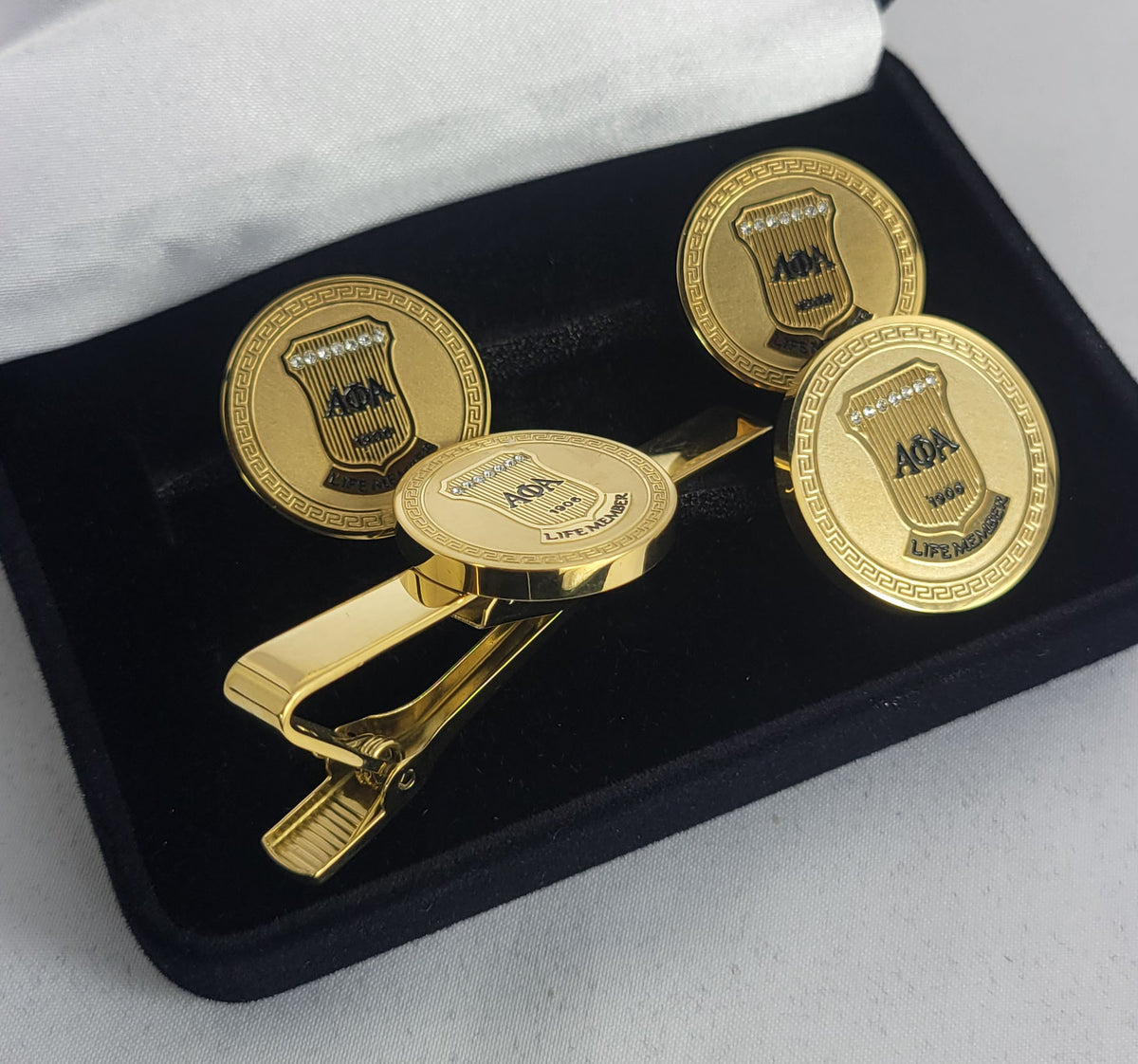 Alpha Life Member Round Gold Stone 3 PC Set