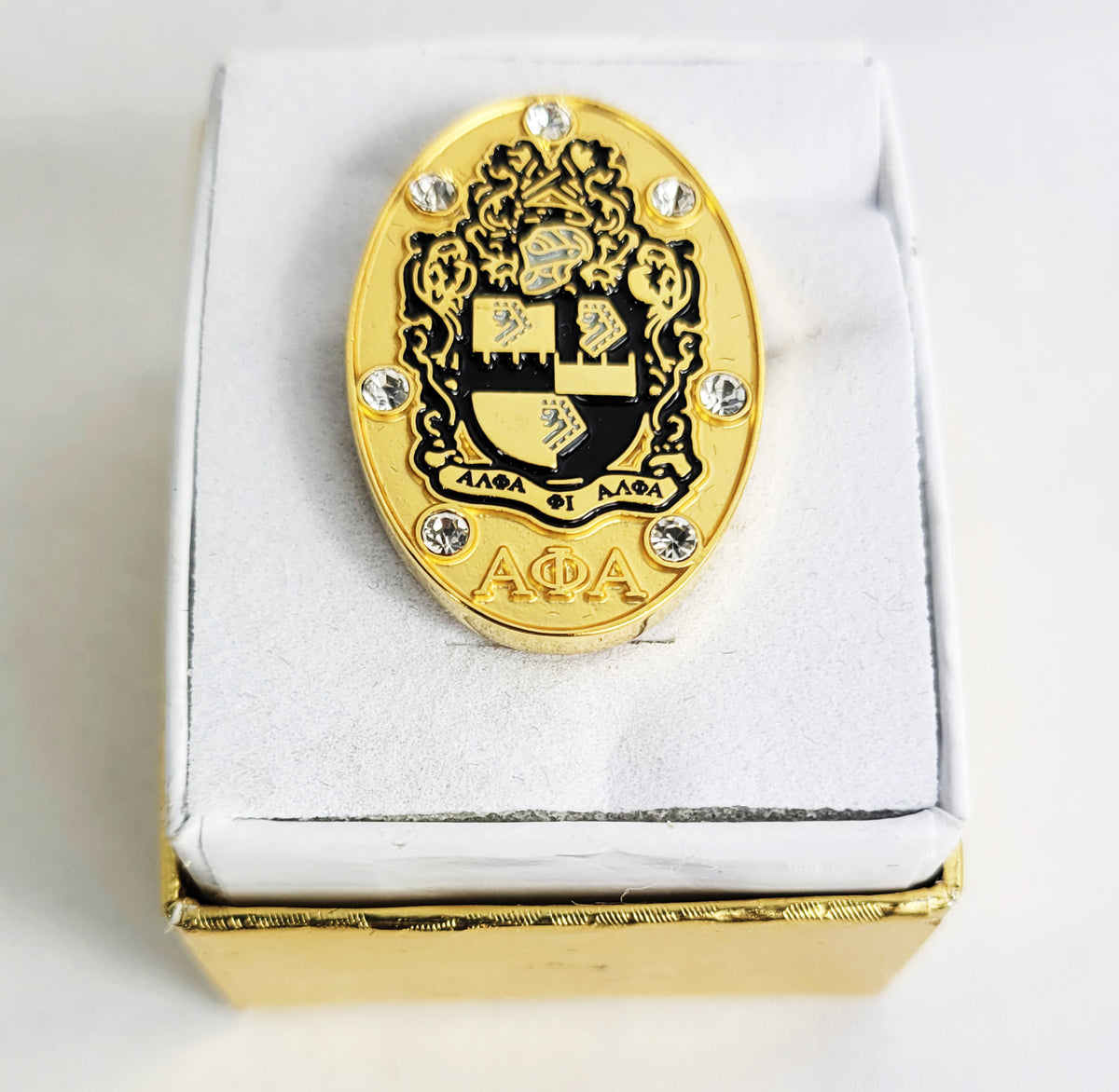 Alpha Stone Crest Lapel Pin