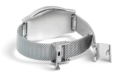 Delta 3 Letter Red Silver SS Crystal Mesh Band Bracelet