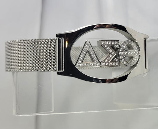 Delta 3 Letter Ss Crystal Mesh Band Bracelet