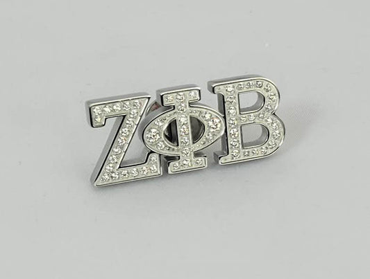 Zeta Crystal Ss Lapel Pin