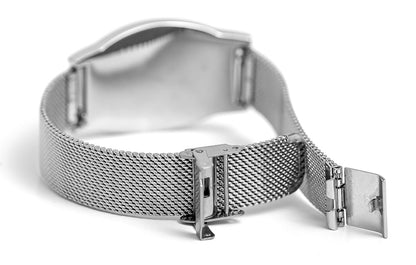 Kappa 3 Letter Crimson Silver SS CrystalL Mesh Band Bracelet
