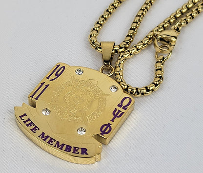 Omega Gold Ss Crystal Life Member Necklace