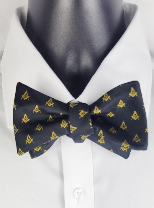 Masonic Black And Gold Bow Tie