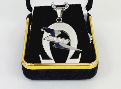 Omega Lightening Bolt SS Crystal Necklace