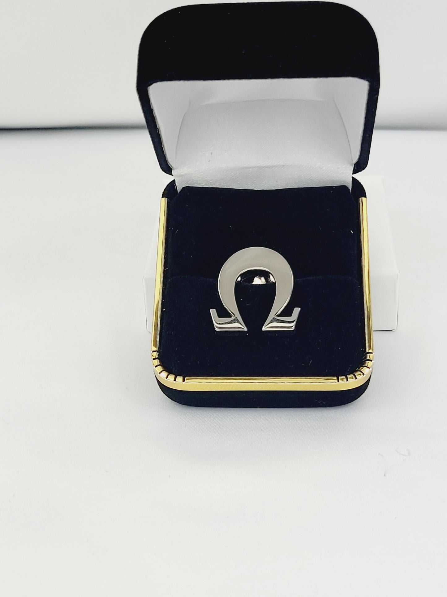 Omega Q Silver Ss Lapel Pin