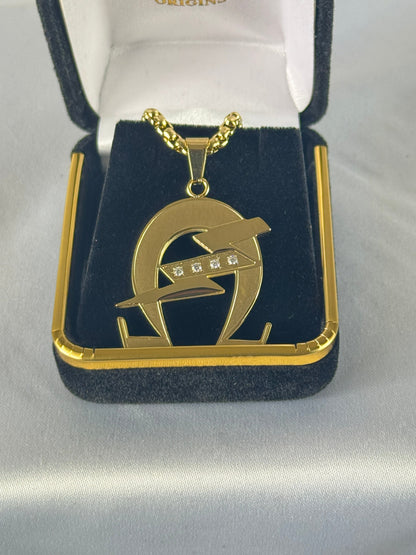 Omega Lightening Bolt Gold Ss Crystal Necklace