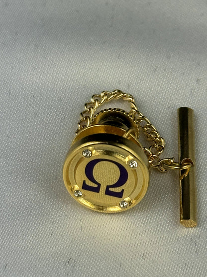 Omega Round Stone Tie Pin