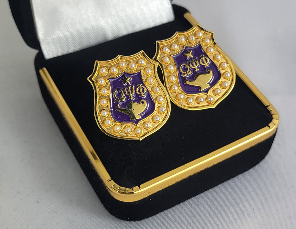 Omega Baroque Gem Gold Shield cufflinks
