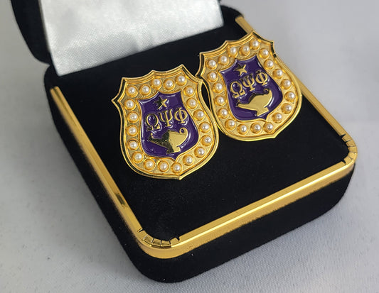 Omega Baroque Gem Gold Shield cufflinks