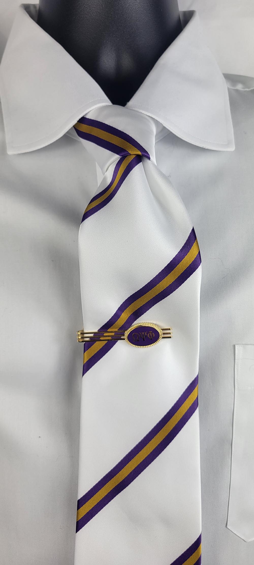 Omega White Purple Stripe Tie