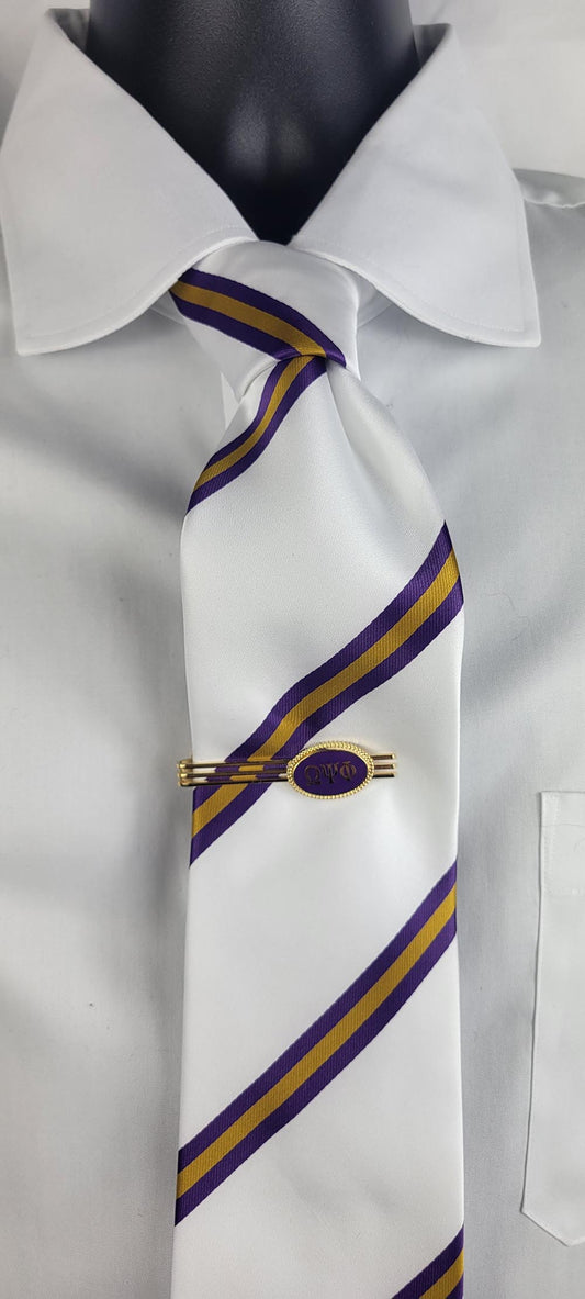 Omega White Purple Stripe Tie