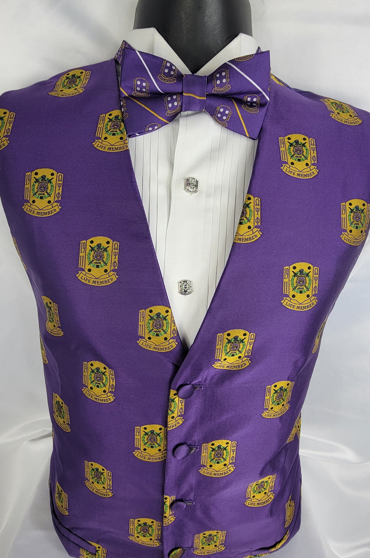 Omega Purple Multi Life Member Bowtie Vest set