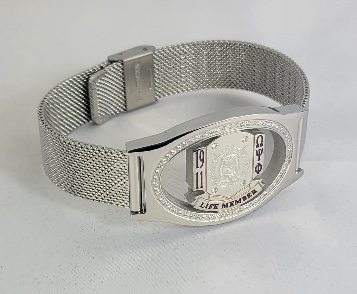 Omega Silver Life Member Mesh Band  Bracelet