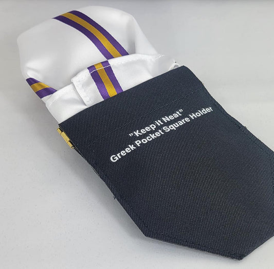 Omega Broad Stripe White Pocket Square