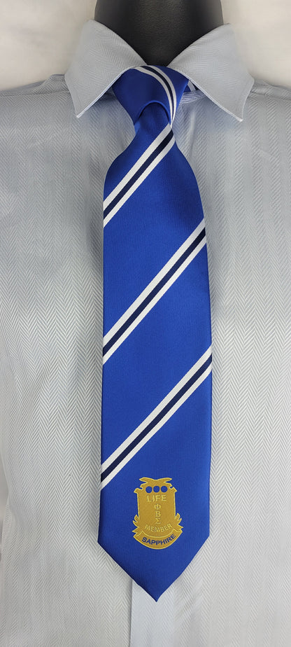 Pbs Blue Striped Life Member Gold Tie