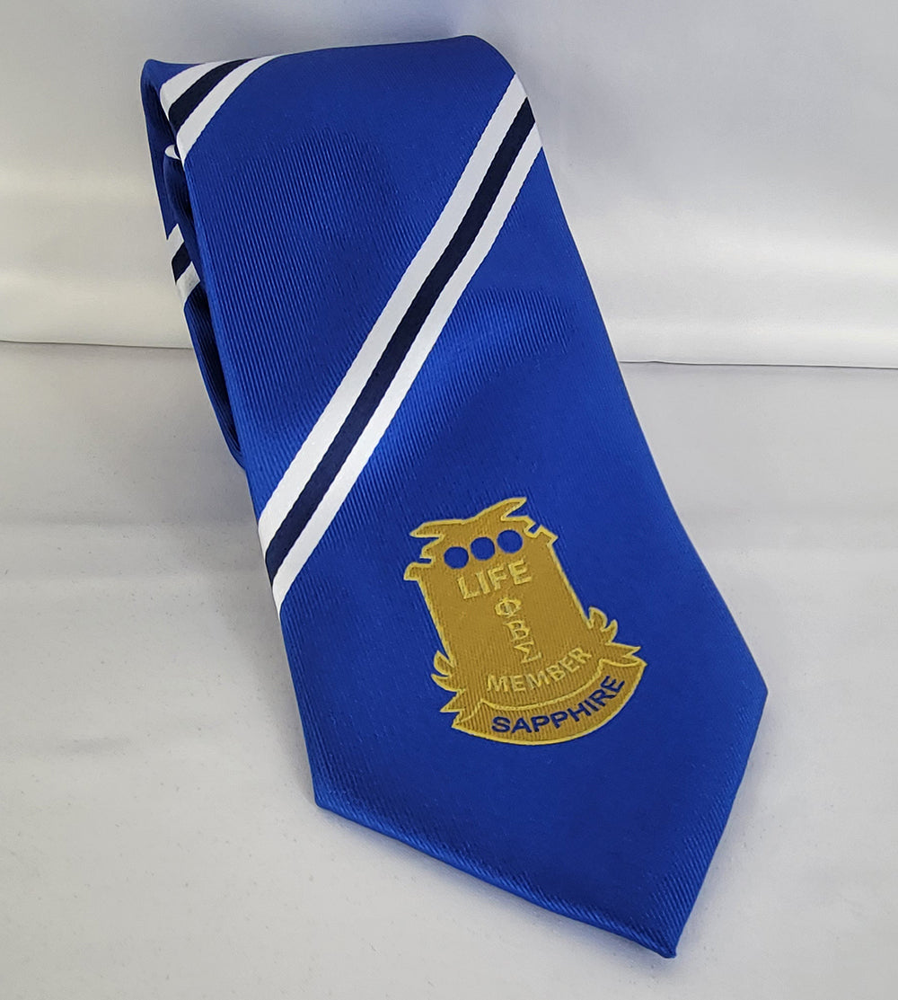 Pbs Blue Striped Life Member Gold Tie