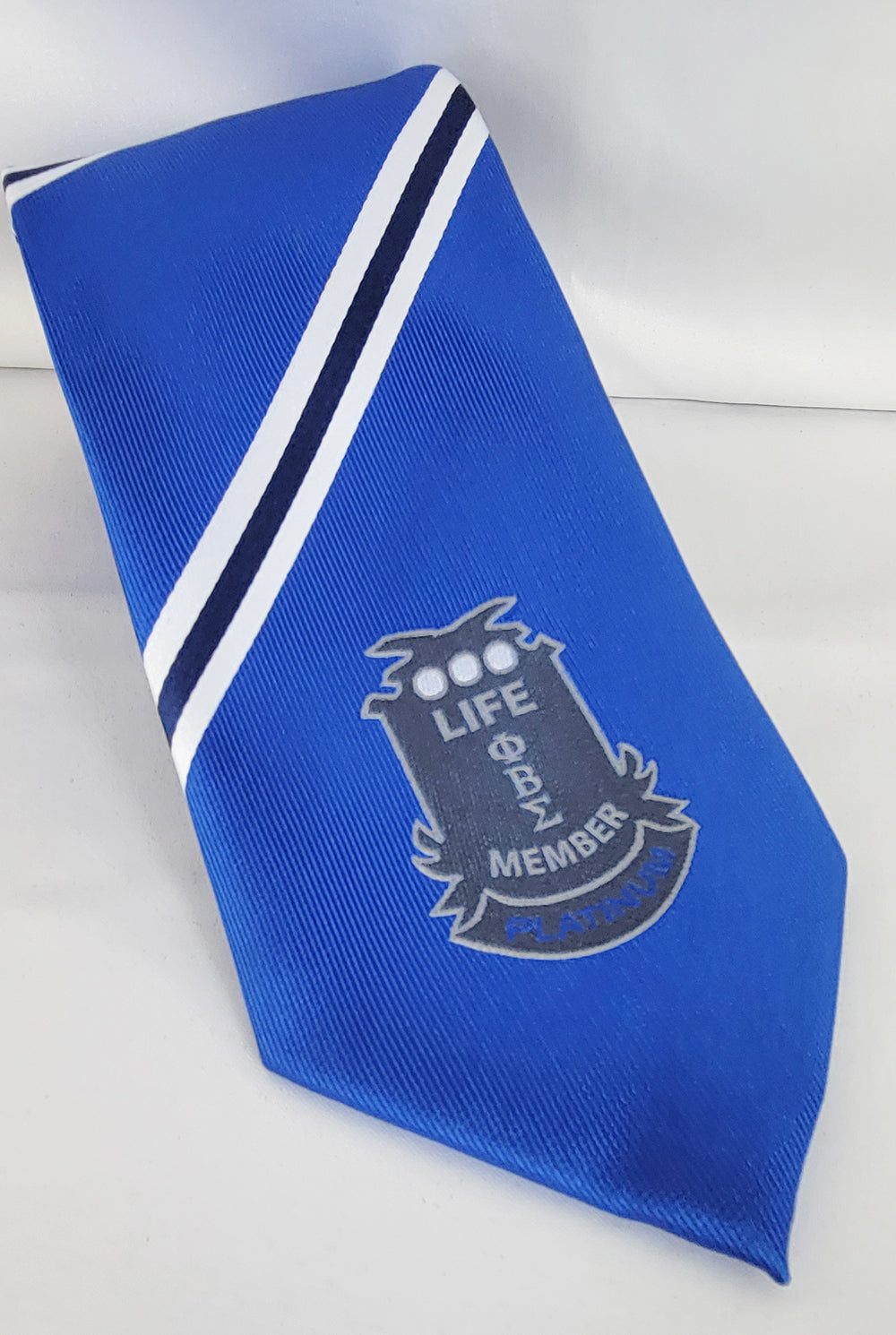 Pbs Blue Striped Life Member Silver Tie