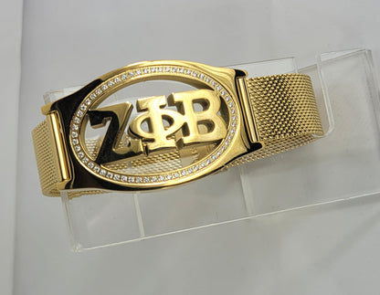 ZETA 3 LETTER GOLD MESH BAND BRACELET