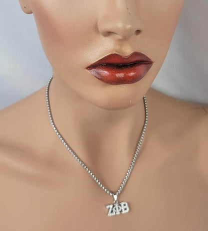 ZETA 3 LETTER SILVER CRYSTAL NECKLACE