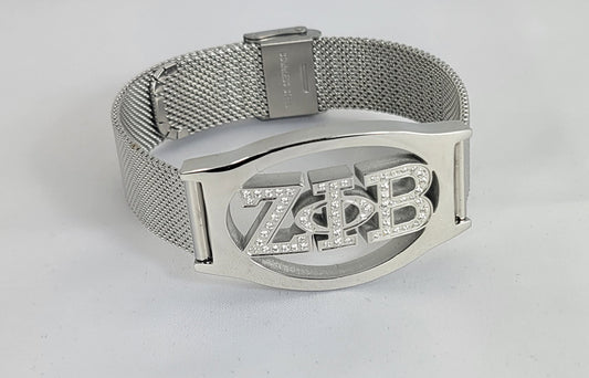 ZETA 3 LETTER SS CRYSTAL MESH BAND BRACELET