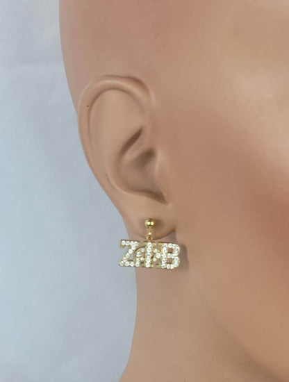 Zeta Gold Crystal Stud Earrings
