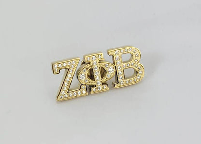Zeta Gold Crystal Lapel Pin