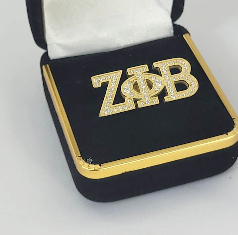 Zeta Gold Crystal Lapel Pin