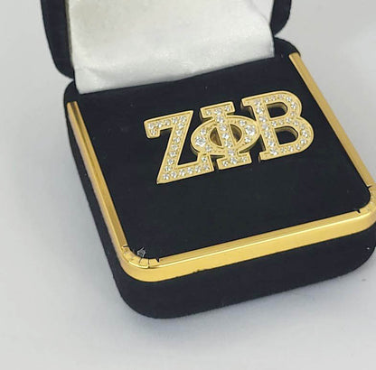 Zeta Gold Crystal Lapel Pin