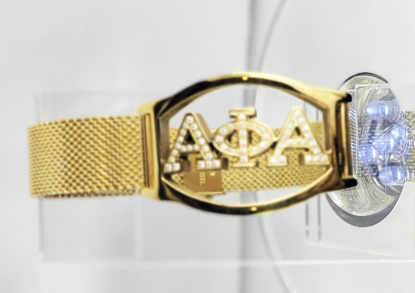 Alpha 3 Letter Gold Ss Crystal & Mesh Bracelet