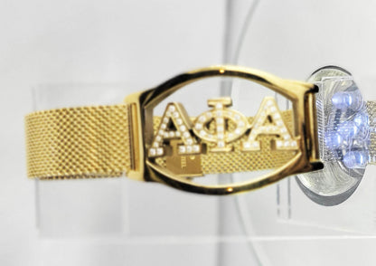 Alpha 3 Letter Gold Ss Crystal & Mesh Bracelet