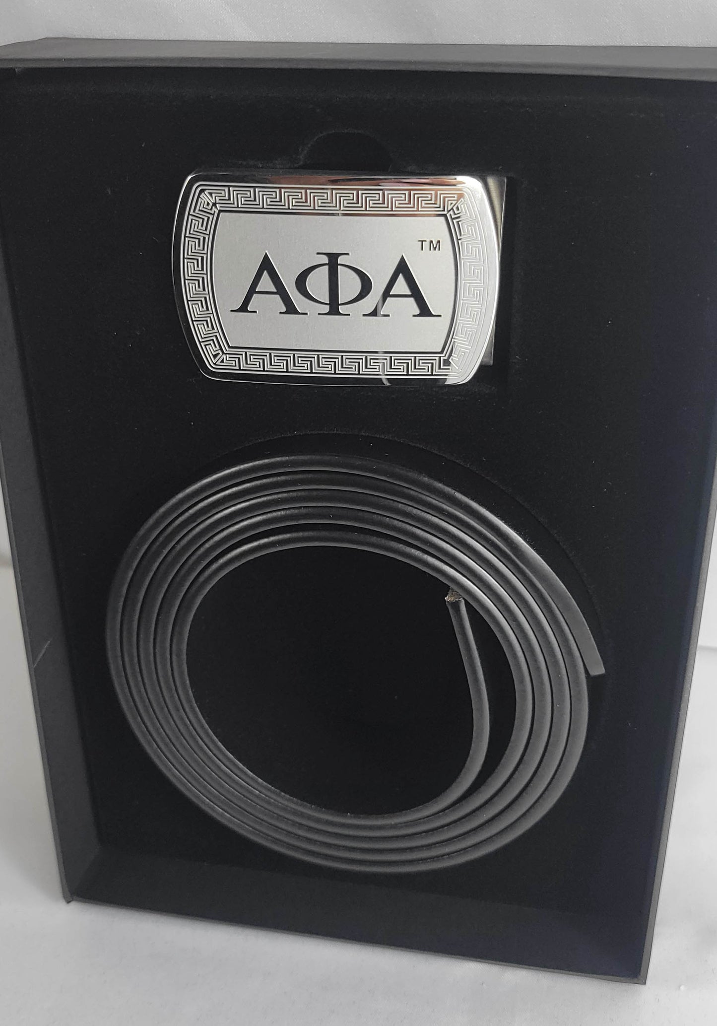 ALPHA SILVER 3 LETTER LEATHER BELT-BUCKLE SET