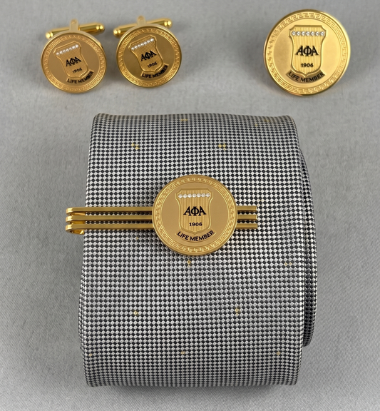 Alpha Life Member Round Gold Stone 3 PC Set