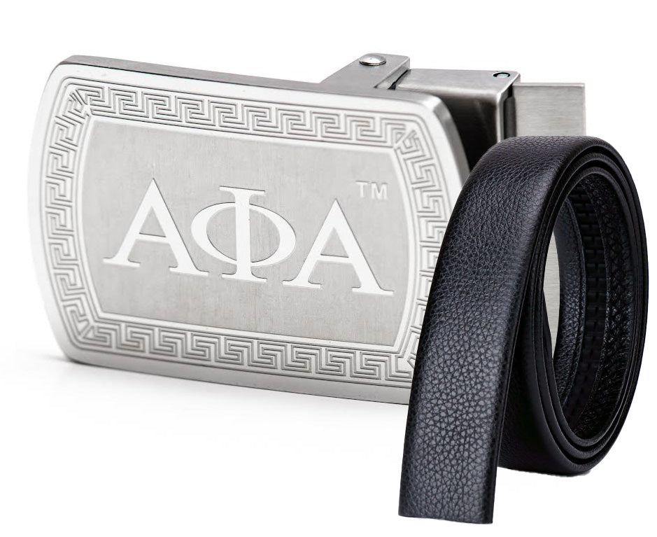 ALPHA SILVER 3 LETTER LEATHER BELT-BUCKLE SET